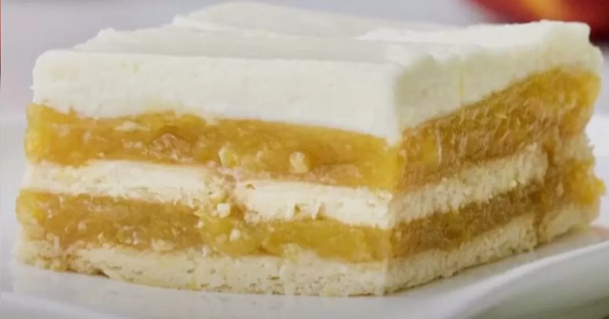 dezrt kolac nepeceny kolac broskyne susienky smotana smotanovy kolac puding zmes broskynova zmes